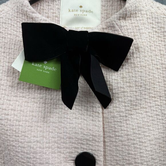 Kate Spade Cherie Pink Tweed Bow Coat Size 2 - New With Tags - Picture 2 of 16